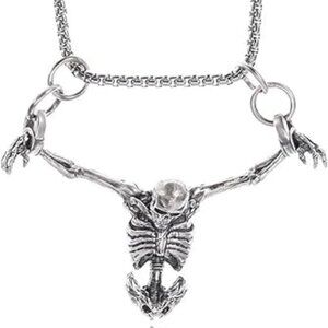Goth Punk Skeleton Necklace Statement Piece Brand New !!